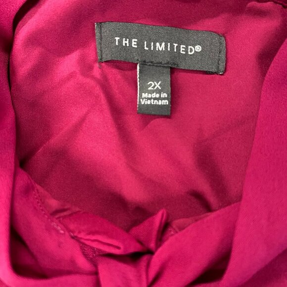 The Limited Womens blouse Size 2X bow dark pink long sleeve office to evening - Picture 6 of 6